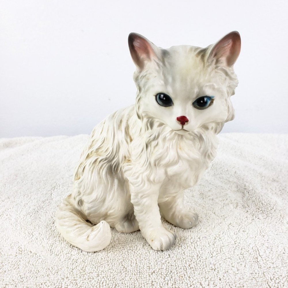 Vtg 1950s Lefton White Porcelain Cat Figurine